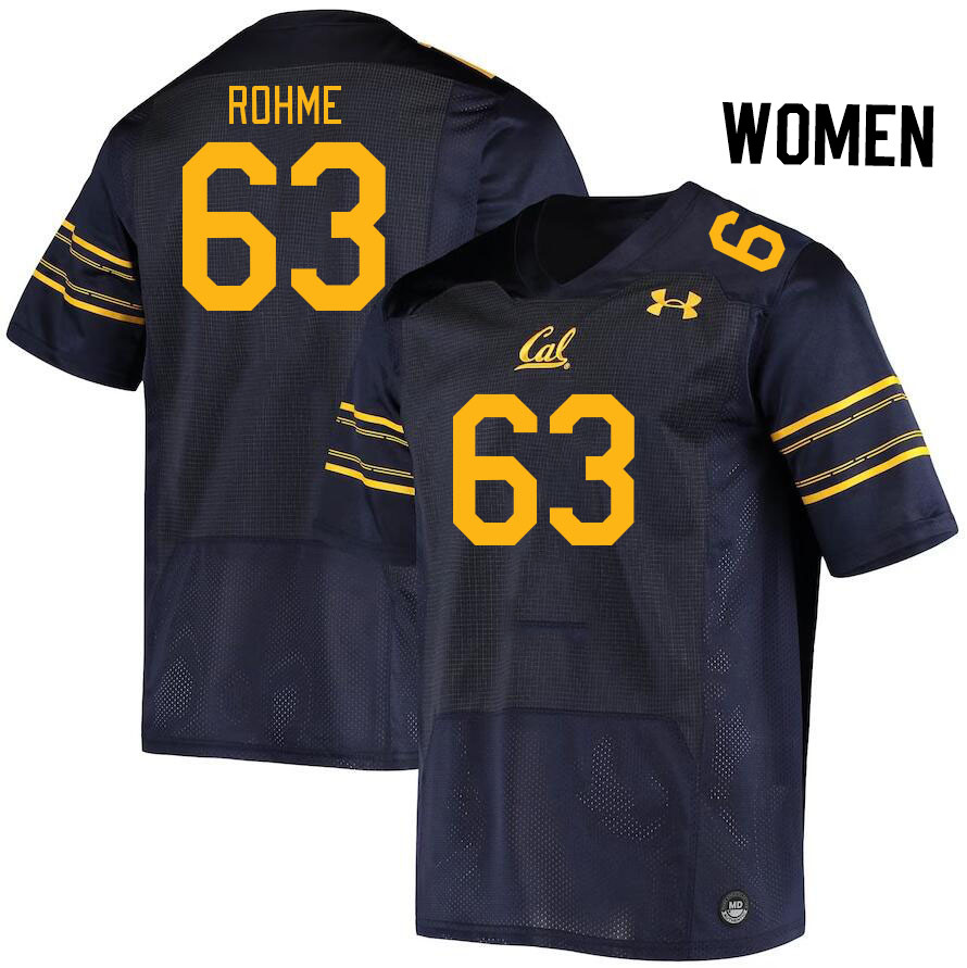 Women #63 Brayden Rohme California Golden Bears College Football Jerseys Stitched Sale-Navy - Click Image to Close